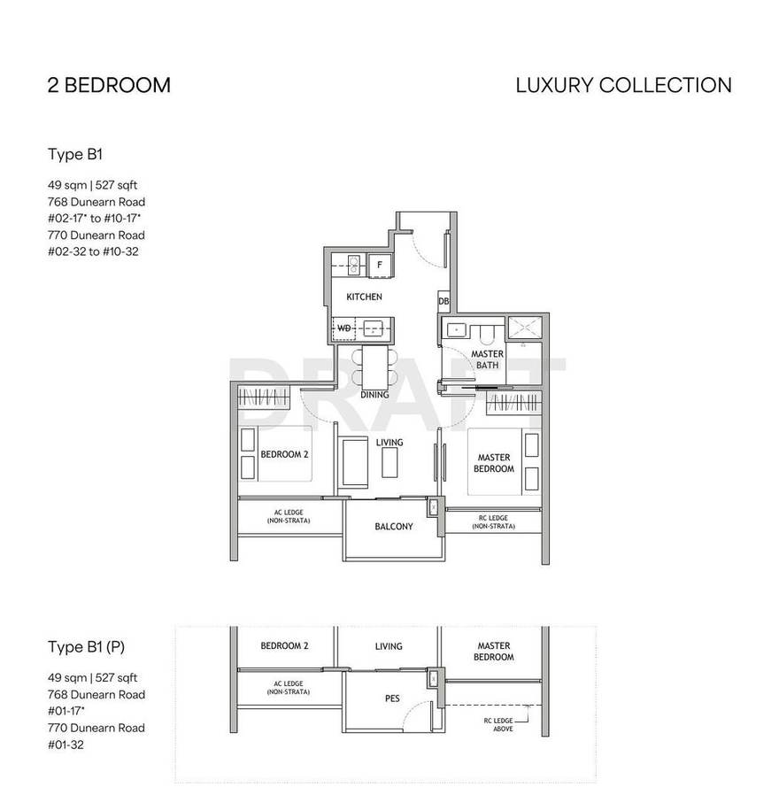 Dunearn House 2 Bedroom B1 floor plan, 527 sqft